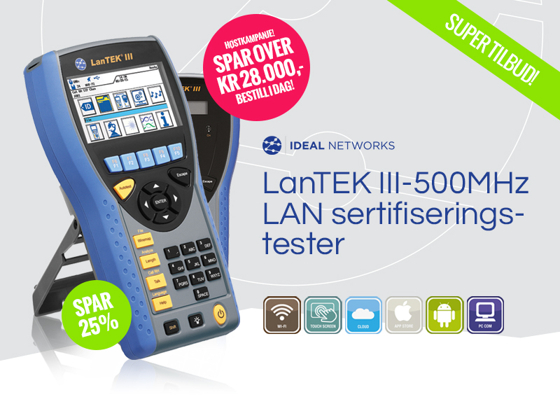 LanTEK III-500 LAN sertifiseringstester opptil 500MHz Komplett i koffert klar til bruk