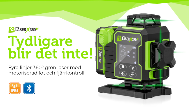 Det blir inte tydligare! – Fyra linjer 360° grön laser med motoriserad fot och fjärrkontroll