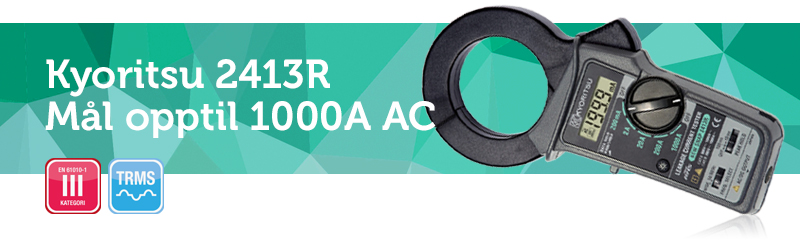Kyoritsu 2413R – Lekkasjestrømtang 1000A AC med sann RMS