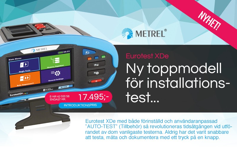 Metrel MI3155 Eurotest XDe fullautomatisk installationstestare - Med automatisk test/godkännande, inbyggd säkringstabell, bluetooth och stor färgtouchskärm