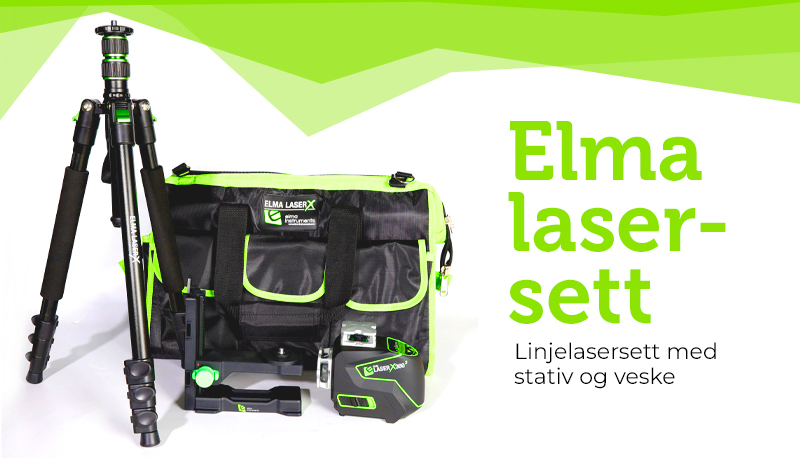 Elma lasersett - Det komplette settet med markedets sterkeste linjelaser og alt nødvendig tilbehør, i en veske