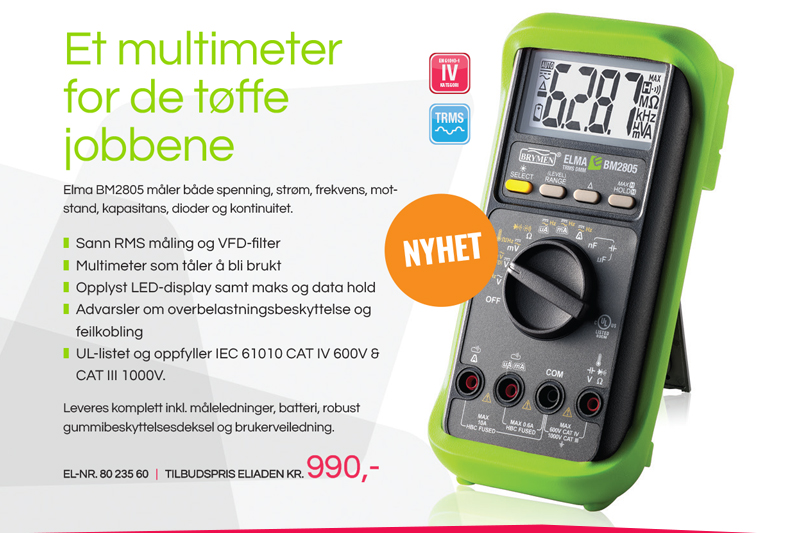 Elma BM2805 Multimeter, sand RMS Robust multimeter med mange funktioner