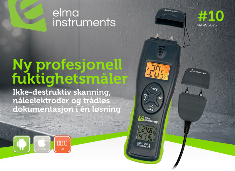 Ny profesjonell fuktighetsmåler: Elma Moisture Max – presisjon og dokumentasjon samlet i én enhet!