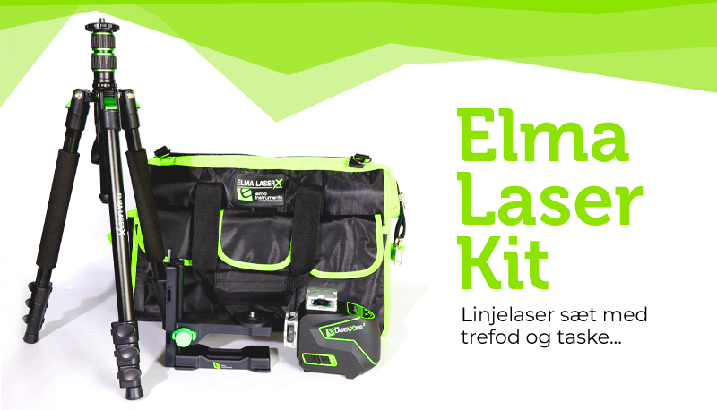 Elma Laser Kit - Det helt komplette sæt med markedets stærkeste linjelaser og alt nødvendigt tilbehør, i taske